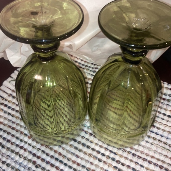 PAIR of Vintage Olive Green stem wear.  (If you need set of 4 for double fee) - Picture 5 of 7